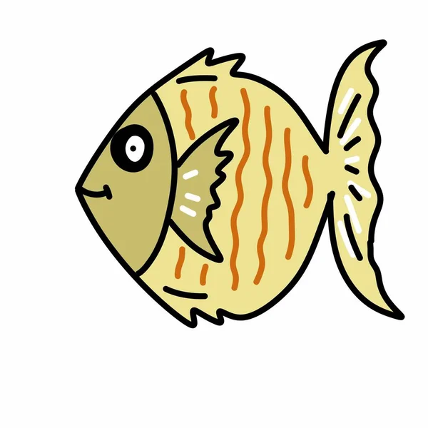 Fisch Karikatur Auf Weißem Hintergrund Illustration — Stockfoto
