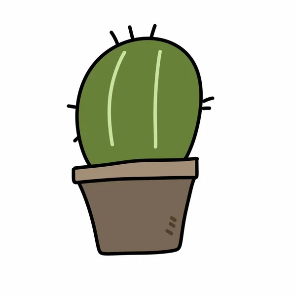 Schattig Cactus Plant Lijn Stijl Pictogram — Stockfoto