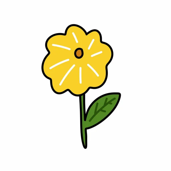 Gyönyörű Virág Természet Vonal Stílus Ikon Tervezés — Stock Fotó
