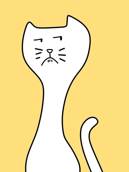 Мультяшний Кіт Жовтому Фоні — стокове фото