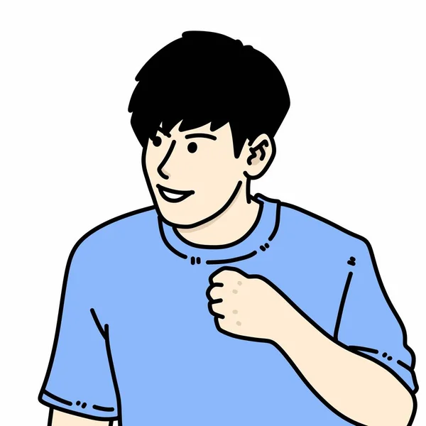 Desenho Animado Homem Feliz Sorrindo Fundo Branco — Fotografia de Stock