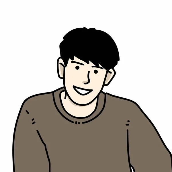 Desenho Animado Homem Feliz Sorrindo Fundo Branco — Fotografia de Stock