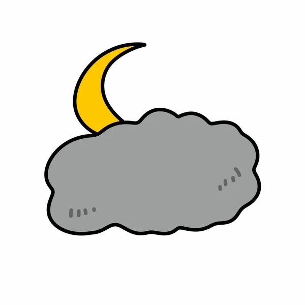 フリーハンドで描いた漫画雲と月 — ストック写真