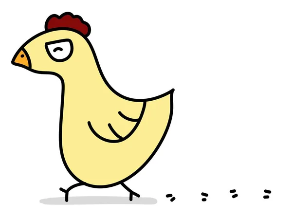 白い背景にかわいい漫画の鶏のフリーハンド — ストック写真