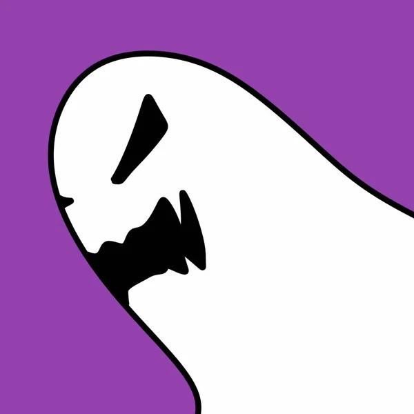 Хэллоуин Страшный Призрак Мультфильм Фиолетовом Фоне — стоковое фото