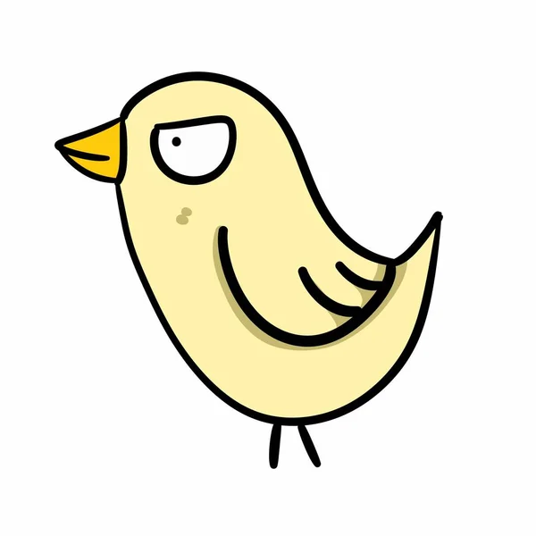 Fumetto Doodle Felice Uccello Sfondo Bianco — Foto Stock