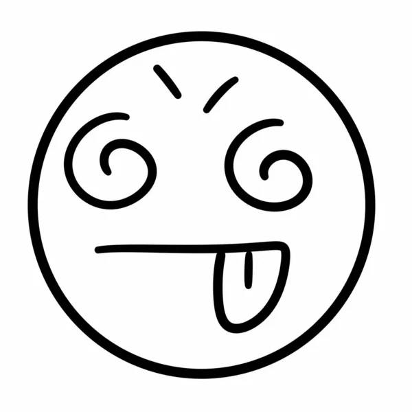 Linha Desenho Desenhos Animados Expressão Louca — Fotografia de Stock