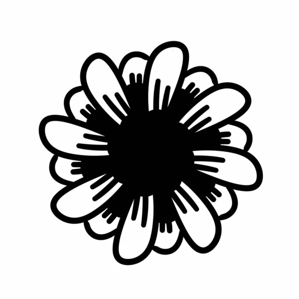 黒と白の花の装飾的な孤立したアイコン — ストック写真