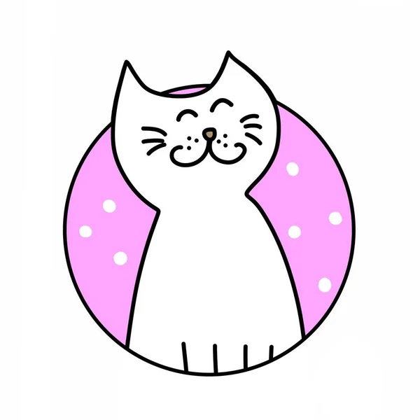 粉色背景的可爱猫卡通片 — 图库照片
