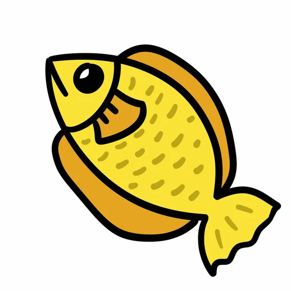Fisk Tecknad Doodle Tecknad Ikon — Stockfoto