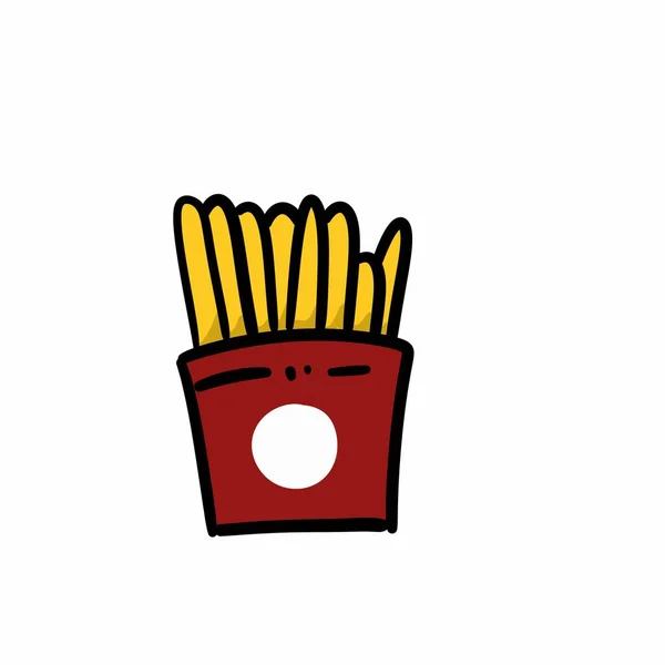 Franch Fries Cartoon White Background — Stock Photo, Image