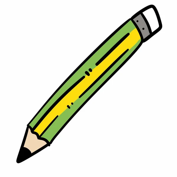 Desenho Animado Doodle Lápis Escola Fundo Branco — Fotografia de Stock