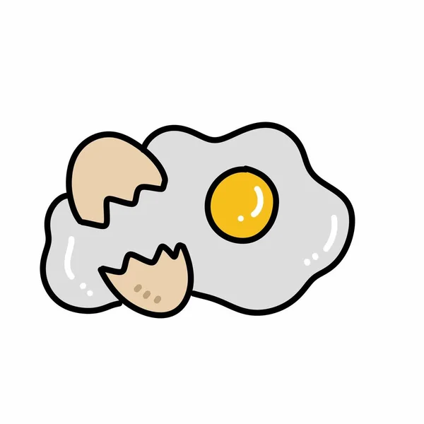 Dibujos Animados Garabato Huevo Frito Sobre Fondo Blanco — Foto de Stock