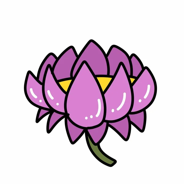 Lotus Blomma Tecknad Vit Bakgrund — Stockfoto