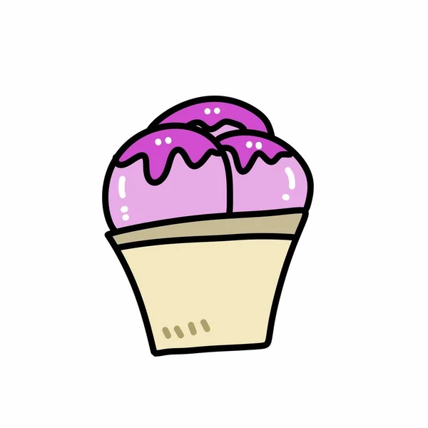 Delicioso Dulce Cupcake Icono Dibujos Animados — Foto de Stock
