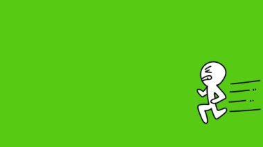 Adam yeşil arkaplanda çizgi film yönetiyor