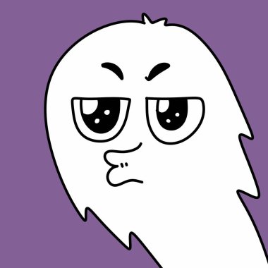 Mor arka planda sevimli hayalet karikatürü