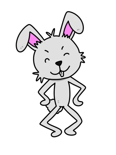 Linea Disegno Cartone Animato Coniglio Sfondo Bianco — Foto Stock