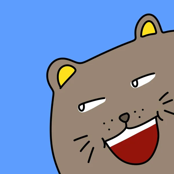 Niedliche Kleine Katze Karikatur Auf Blauem Hintergrund — Stockfoto
