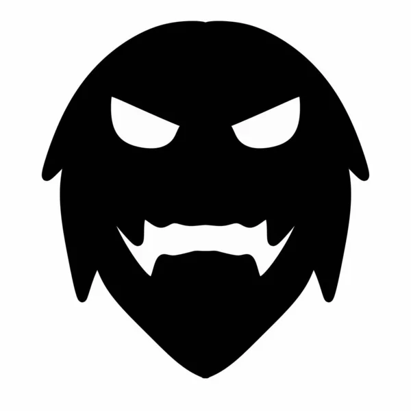 Skrämmande Monster Ansikte Siluett Ikon Illustration Design Vit Bakgrund — Stockfoto