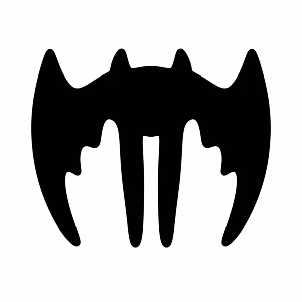 魔鬼蝙蝠图标 黑白轮廓 — 图库照片