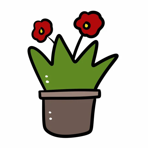Flower Pot Cartoon White Background — Stock Photo, Image