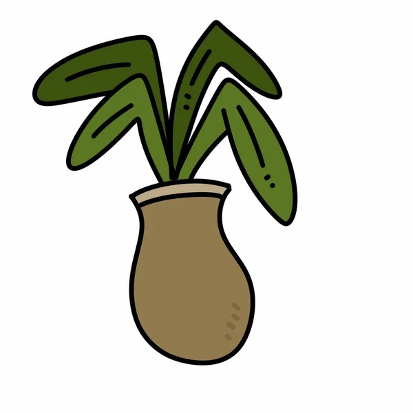 Plant Pot Cartoon Witte Achtergrond — Stockfoto