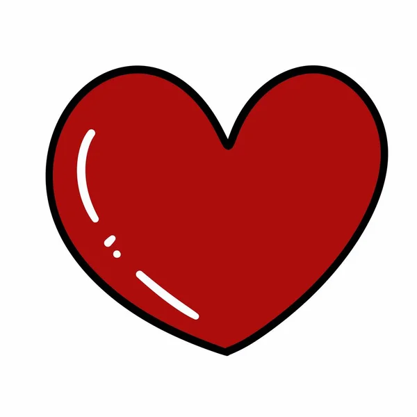 Κόκκινη Καρδιά Κινουμένων Σχεδίων Λευκό Φόντο — Φωτογραφία Αρχείου