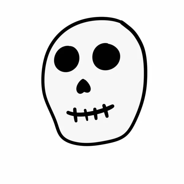 Beyaz Arkaplanda Kafatası Karikatürü — Stok fotoğraf