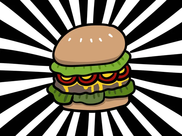 Hamburger Jídlo Černém Bílém Pozadí — Stock fotografie