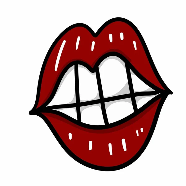 Lábios Beijo Desenhos Animados Fundo Branco — Fotografia de Stock