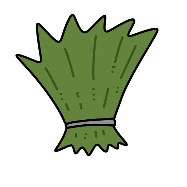 Ikona Zeleného Listu Kreslená Ilustrace — Stock fotografie