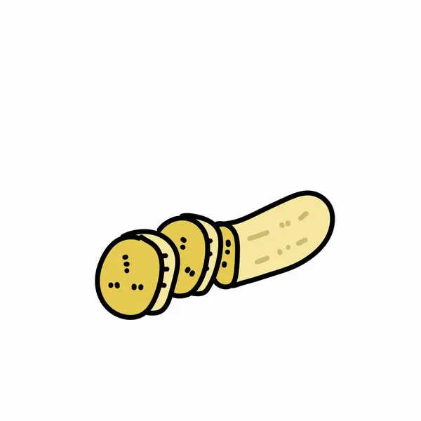 Doodle Desenhos Animados Fatia Comida Banana — Fotografia de Stock