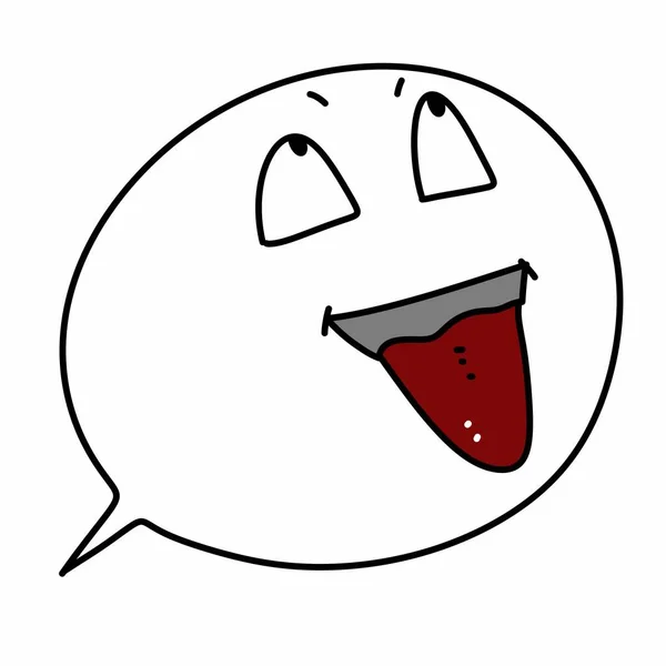 Cartoon Doodle Happy Face White Background — Stock Photo, Image