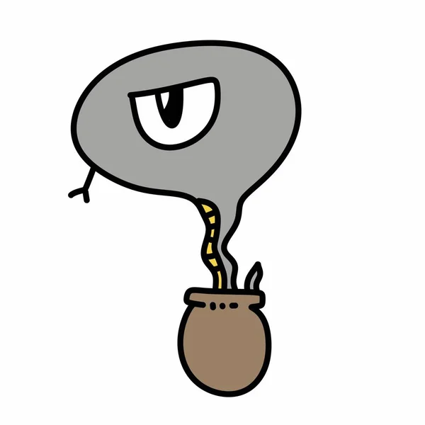 Cartoon Doodle Snake Pot — Stock Photo, Image