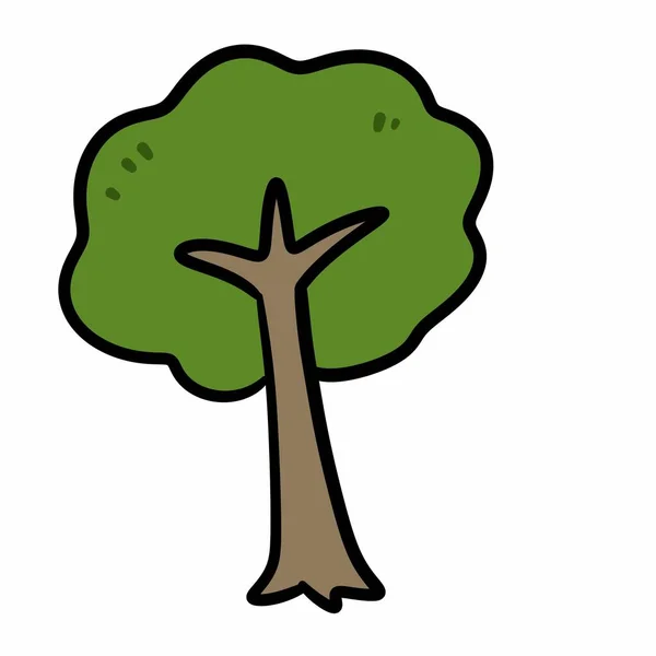 Árvore Doodle Desenhos Animados Fundo Branco — Fotografia de Stock