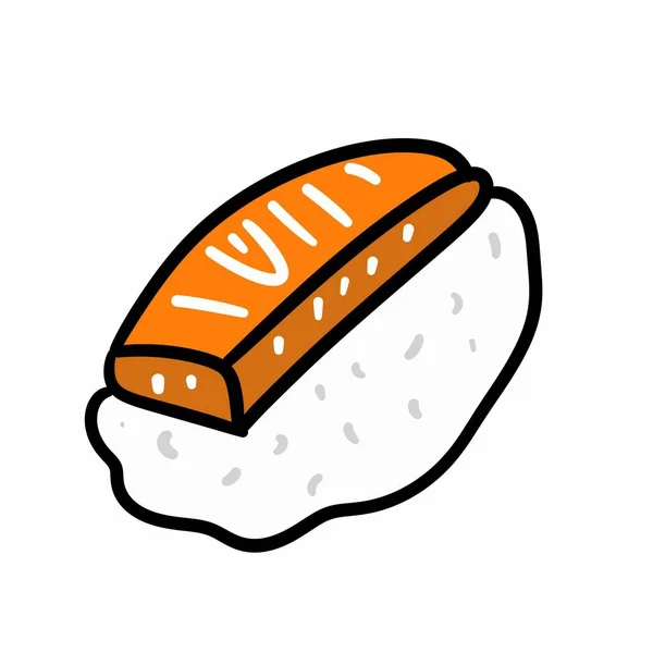 Desenho Animado Doodle Salmão Sushi Roll — Fotografia de Stock