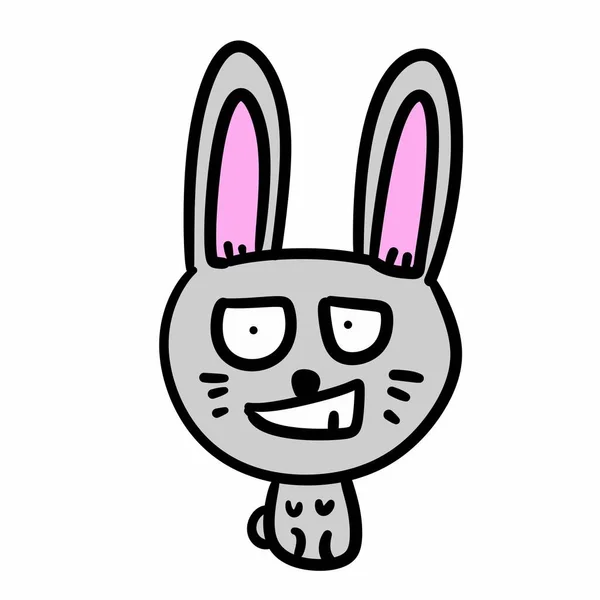 Gözü Ağzı Olan Çizgi Film Tavşanı Çizim — Stok fotoğraf
