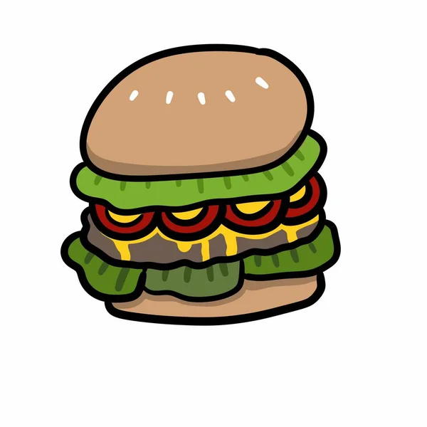 Hamburger Fast Food Ikona Ilustrace — Stock fotografie