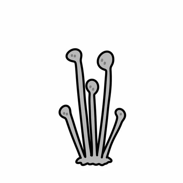 Ilustração Desenhos Animados Cogumelos Preto Branco — Fotografia de Stock