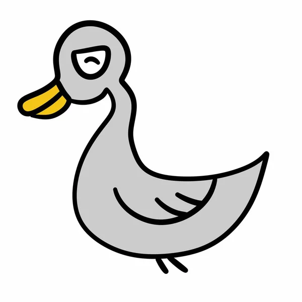 Lindo Mano Dibujado Pato Dibujos Animados Garabato — Foto de Stock