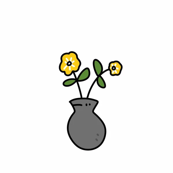 Kézzel Rajzolt Doodle Stílus Virág Pot — Stock Fotó