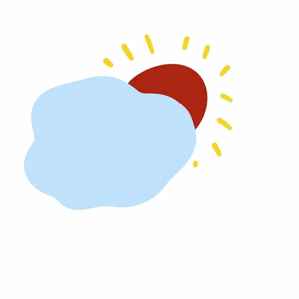 太陽と雲のアイコン漫画 — ストック写真