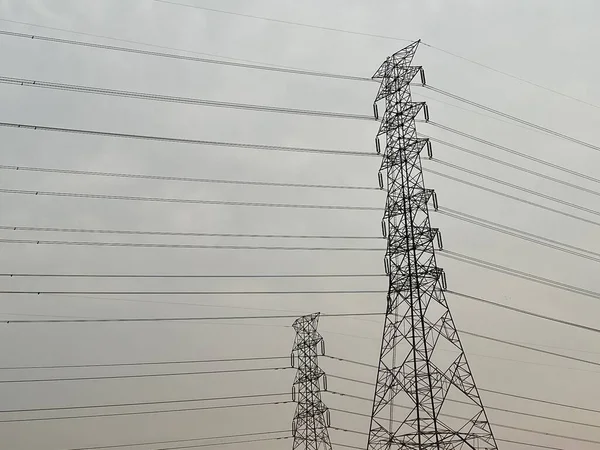 Linhas Torre Alta Tensão — Fotografia de Stock