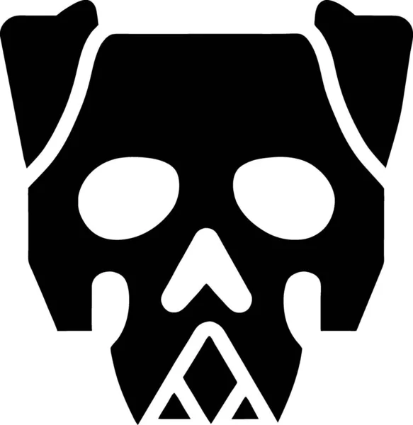 Totenkopf Hund Halloween Gruselige Ikone Solidem Stil — Stockfoto