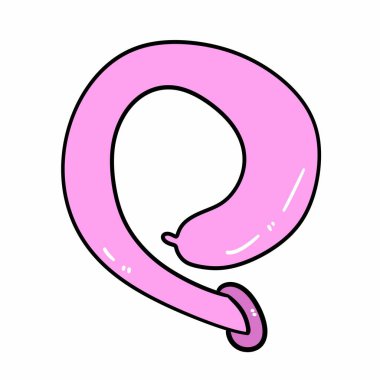 Pembe kauçuk kondom ikonu. karalama el çizimi illüstrasyon. 