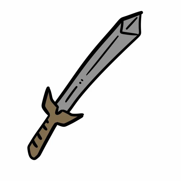 Karikatur Mittelalterliches Schwert Auf Weißem Hintergrund — Stockfoto