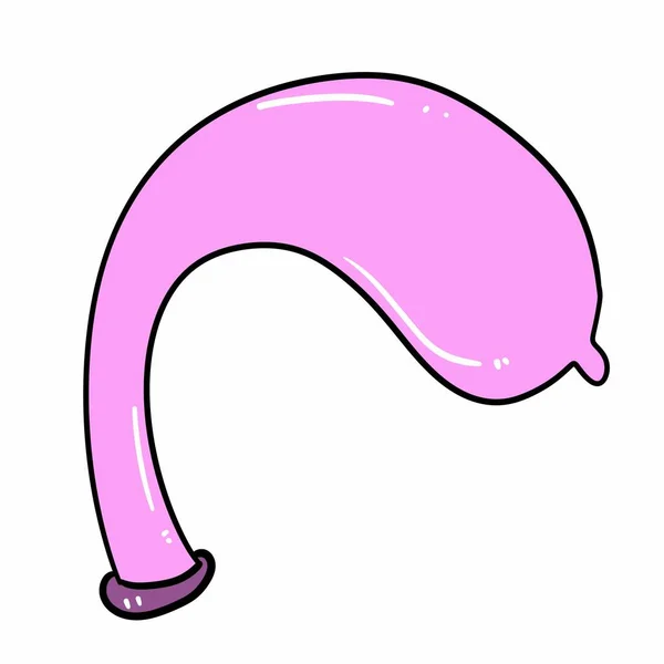 Roze Rubberen Condoom Icoon Doodle Hand Getekend Illustratie — Stockfoto