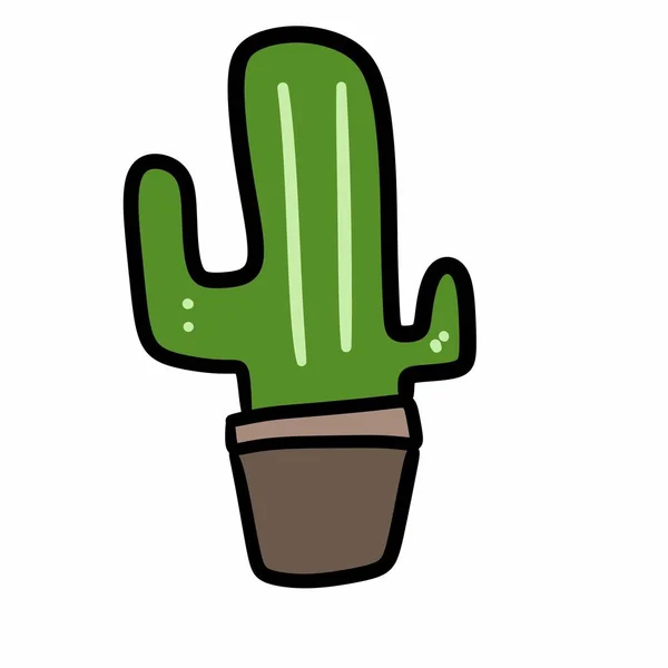 Cactus Cartone Animato Stravagante Disegnato Mano — Foto Stock