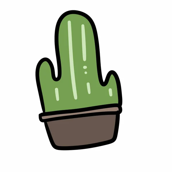 Kézzel Rajzolt Mókás Rajzfilm Kaktusz — Stock Fotó